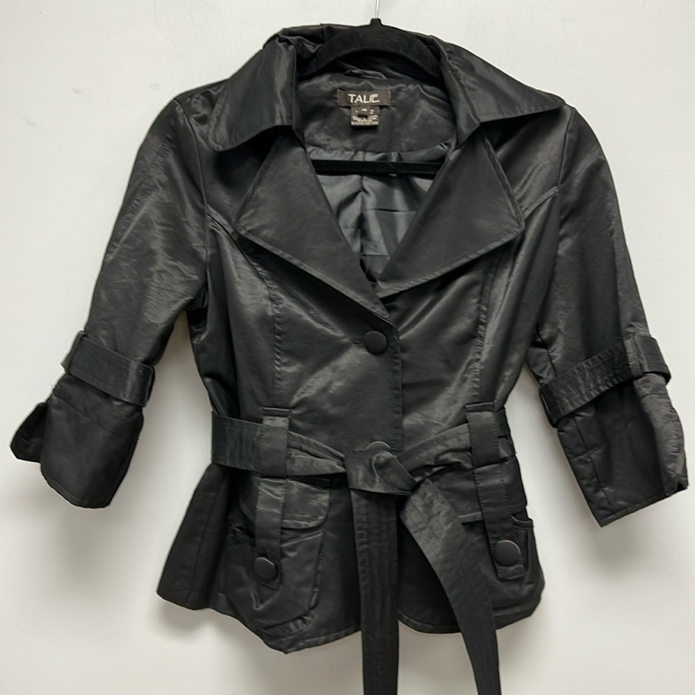 Anthropologie Favorite Talie Women’s Black 3/4 Sleeve Belted Blazer Size Medium